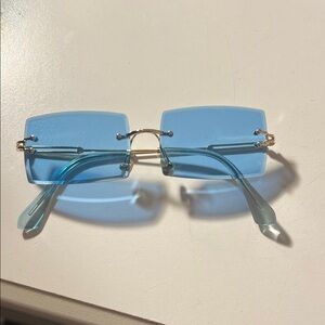 90s Stylish Blue Rimless Sunglasses